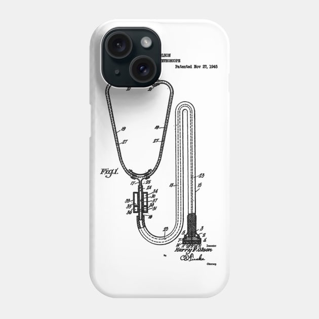 Stethoscope Patent Black Phone Case by Luve