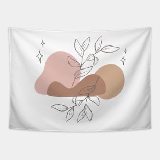 Boho Abstract Shapes Minimalist leaves Cute Design Tapestry