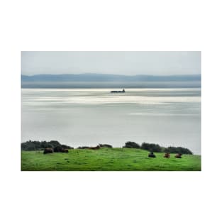 A ship moving along the Isle of Arran coast, Scotland T-Shirt