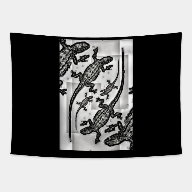 Grey Lizards Tapestry by Borges