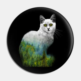 Forest in a cat Pin