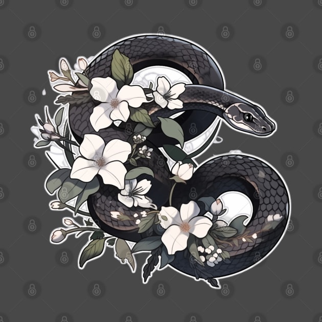 Gothic Aesthetic Cute Floral Snake by DarkSideRunners