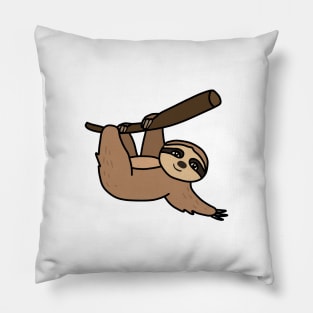 Cute Sloth Hanging from Tree Pillow