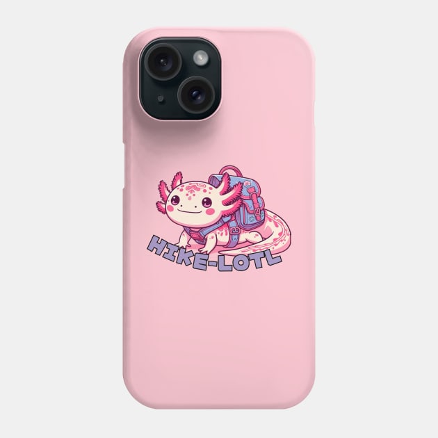 Hiking axolotl Phone Case by Japanese Fever