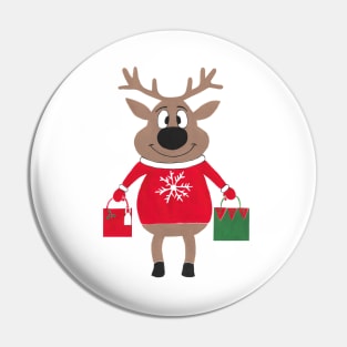 CHRISTMAS Reindeer Goes Christmas Shopping Pin