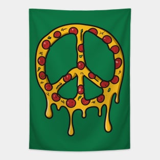 Peace-Za - Funny Peace Sign Made out of Pizza - Cheesy Pepperoni Love Tapestry