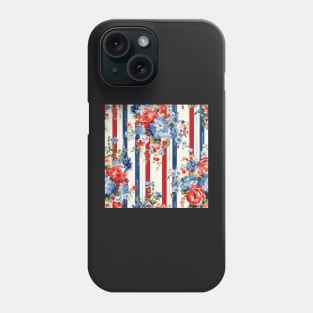 Red White and Blue Patriotic Shabby Floral Phone Case
