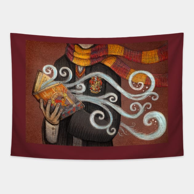 Books Magic Red Tapestry by illustore