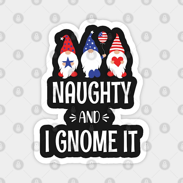 Naughty And I Gnome It - Funny Pajama Christmas Gnomes - Christmas Three Buffalo Plaid Gnomes Magnet by WassilArt