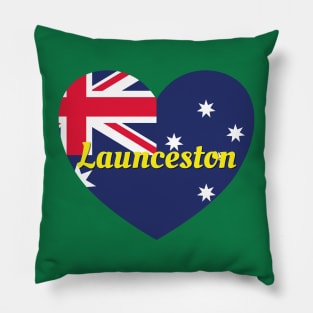 Launceston TAS Australia Australian Flag Heart Pillow