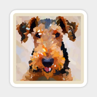 Cute Airedale Terrier Dog Watercolor Painting Artwork Magnet