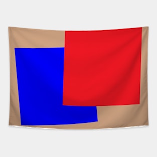 Blue Red Block Design Tapestry