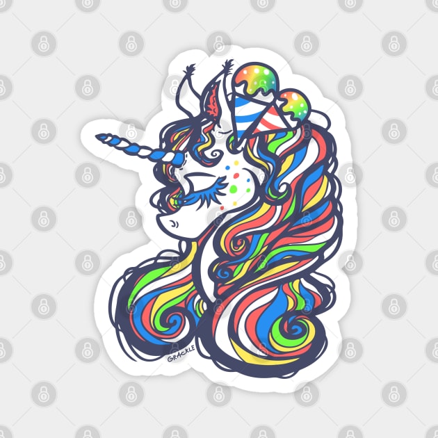 Snowcone Unicorn Magnet by Jan Grackle