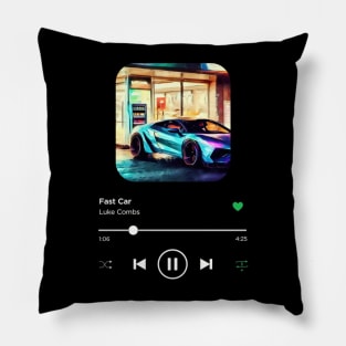 Fast Car, Luke Combs, Music Playing On Loop, Alternative Album Cover Pillow