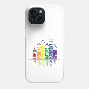 Pride colors and meaning in city silhouette Phone Case