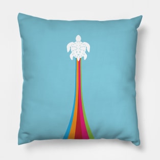 Turtle takeoff (rainbow) Pillow