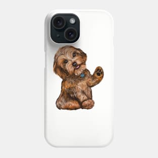 Cavapoochon Cavapoo Cavoodle  Black and Tan tilted head and wave- cute cavalier King Charles spaniel Bichon frise Phone Case