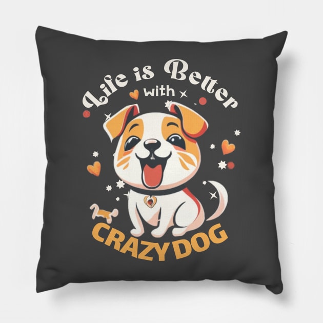 cute crazy dog Pillow by AOAOCreation