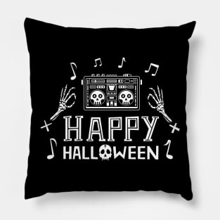 Happy Halloween boombox skull Pillow