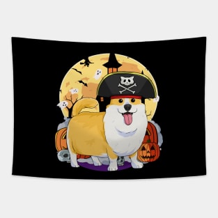 Pembroke Welsh Corgi Halloween Pirate Costume Tapestry