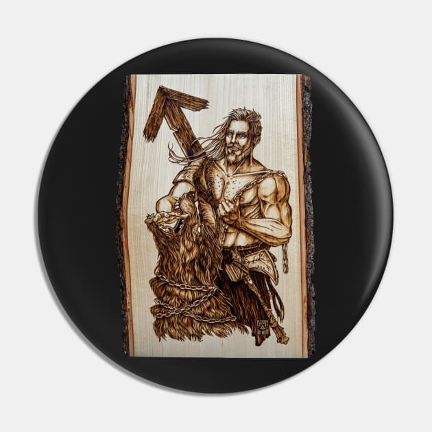 Tyr - nordic god pyrography print, wood texture Pin by BTW-byMargo