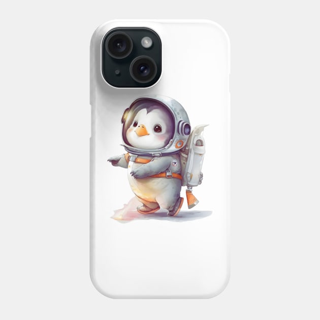 Baby Penguin Astronaut Phone Case by Theo's Design Tavern