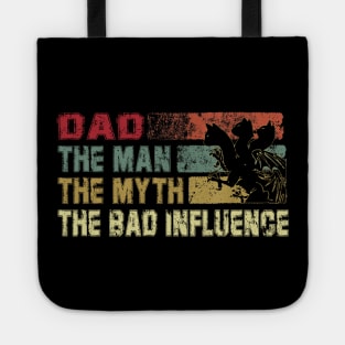 Mens Uncle the Man the Myth the Bad Influence Vintage Cat Father's Day Gift Dad Tote