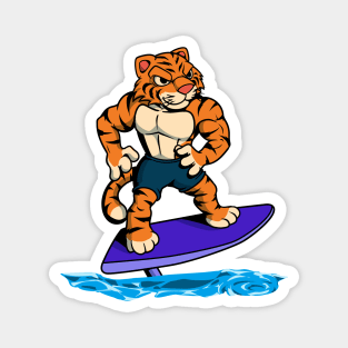 Tiger surfer on hydrofoil surfboard Magnet