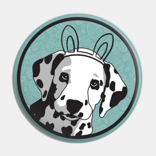 Dalmatian Puppy Head with Bunny Ears in Easter Circle Pin