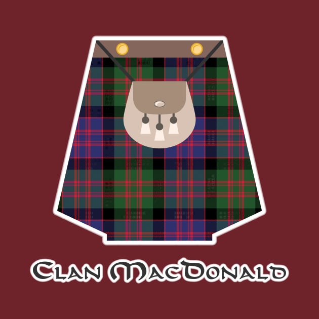 Scottish Clan MacDonald Tartan Kilt Highlands by Grassroots Green