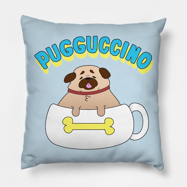 Pugguccino Pillow by LaurTheDino