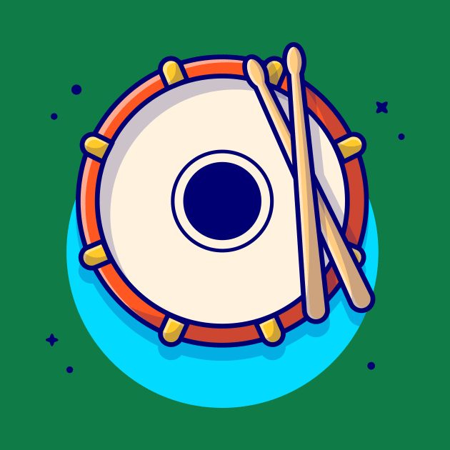 Drum Snare Icon with Drum Sticks Music Cartoon Vector Icon Illustration (2) by Catalyst Labs