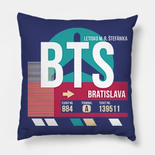 Bratislava, Slovakia (BTS) Airport Code Baggage Tag Pillow