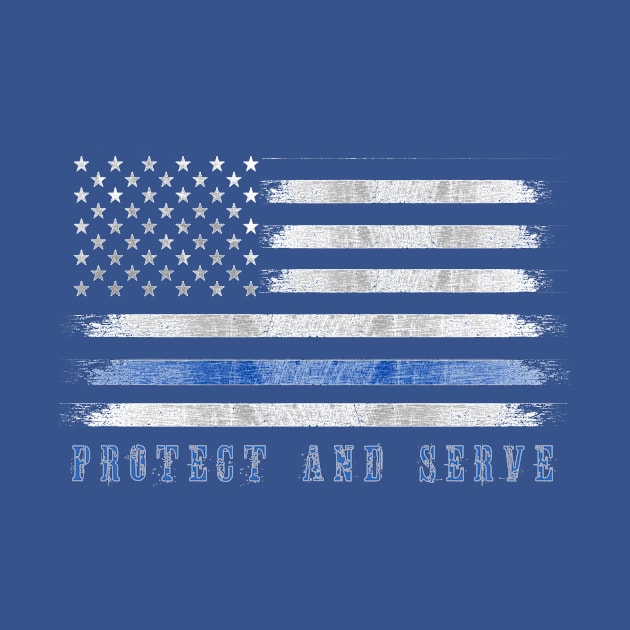 THIN BLUE LINE PROTECT AND SERVE by Scarebaby