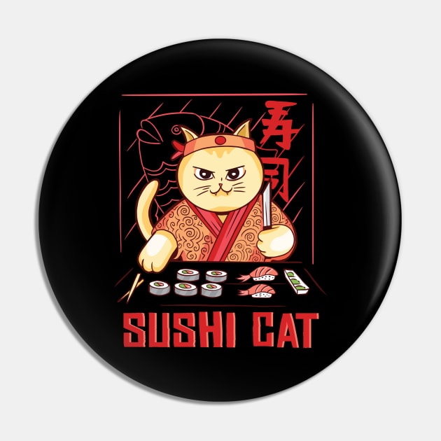 Sushi Cat Chef Pin by HiFi Tees