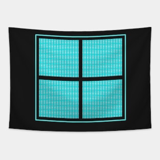 Stars Dressed in Blue. A funky retro geometric pattern in aqua and teal. Tapestry