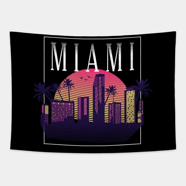 Miami vintage city 70s Tapestry by Midoart