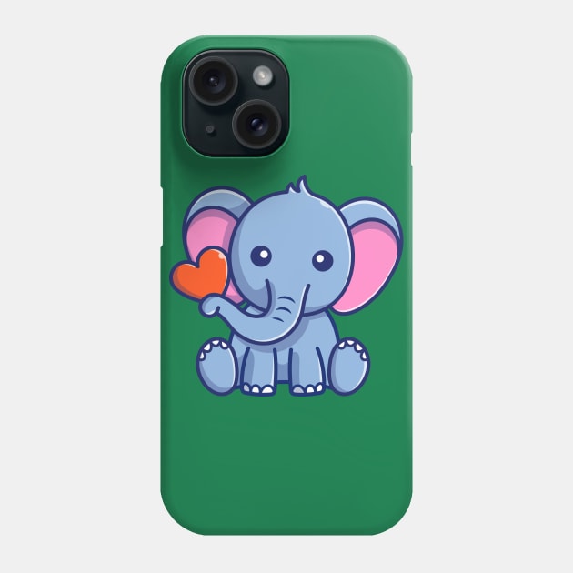 Cute Elephant Sitting With Love Cartoon Phone Case by Catalyst Labs