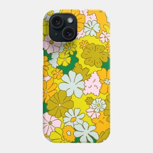 Retro Groovy Flowers 70s Neon Green Phone Case