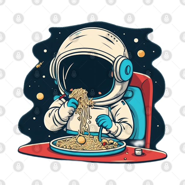 Astronaut eating noodles by Bakr