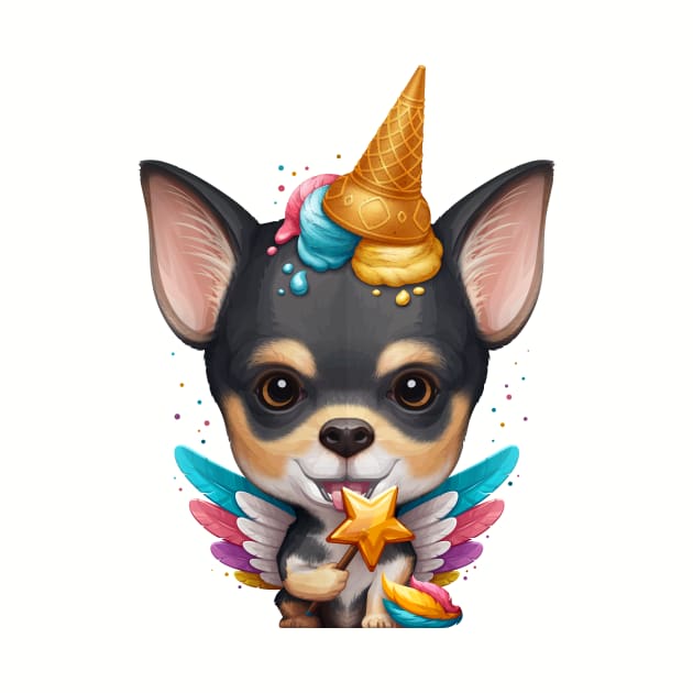 Tricolor Smooth Coat Chihuahua Ice Cream Unicorn by stonemask