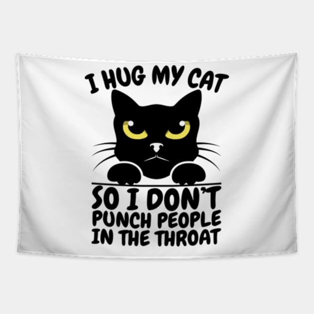 I Hug My Cat Tapestry by David Brown