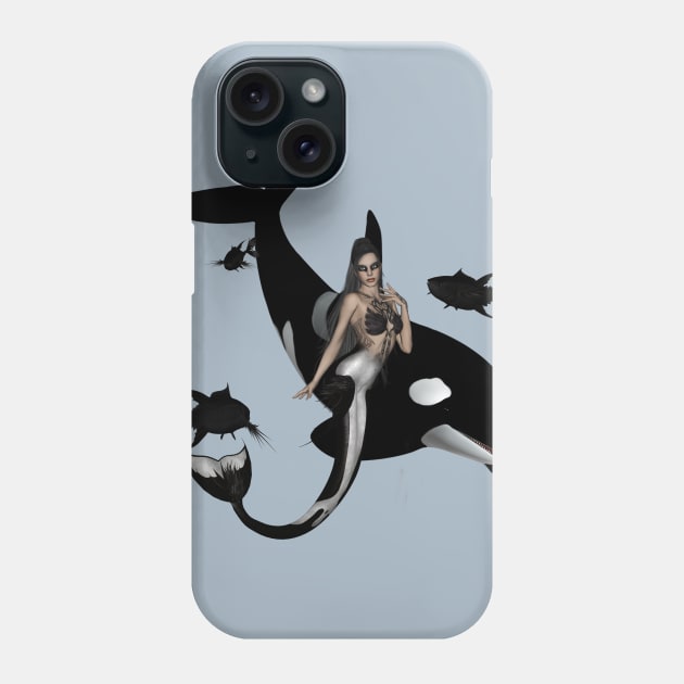 Wonderful mermaid with orca in the deep ocean Phone Case by Nicky2342