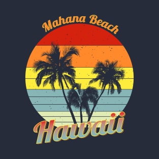Mahana Beach Hawaii Retro Tropical Palm Trees Vacation T-Shirt