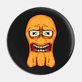 Orange boo doodle face monster Pin