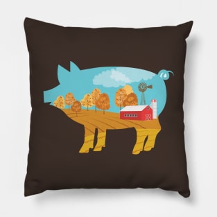 Farm Double Exposure Pillow