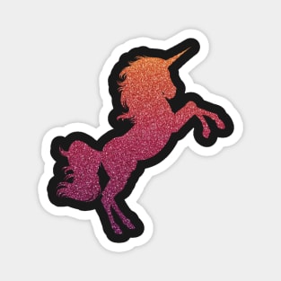 Dark Red Orange Ombre Faux Glitter Unicorn Magnet