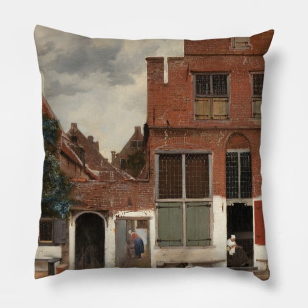 View of Houses in Delft, known as 'The little Street' by Jan Vermeer Pillow by Classic Art Stall