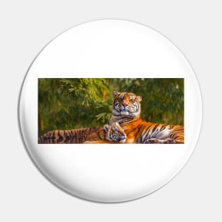 Sumatran Tiger and cub Pin