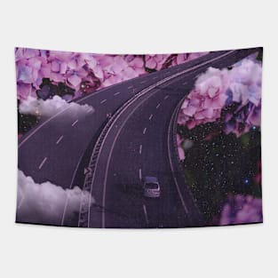 Pink Flower Road Tapestry